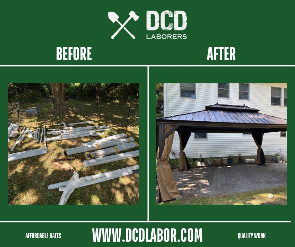 Before and after — Gazebo assembly
