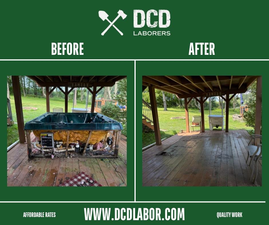 Before and after — Hot tub removal & deck cleanup