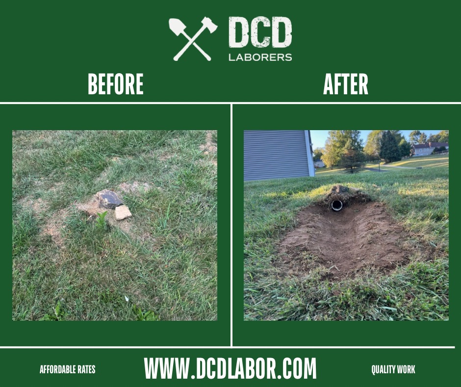 Before and after — Drainage install
