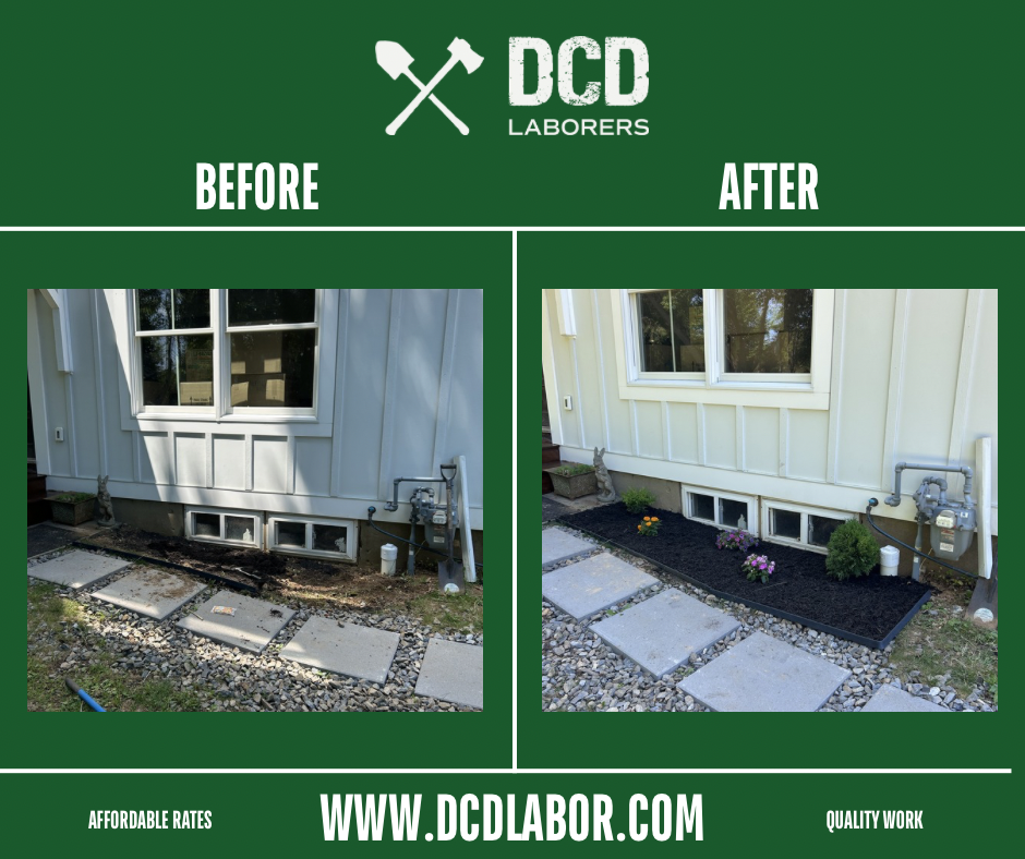 Before and after — Foundation bed & paver refresh