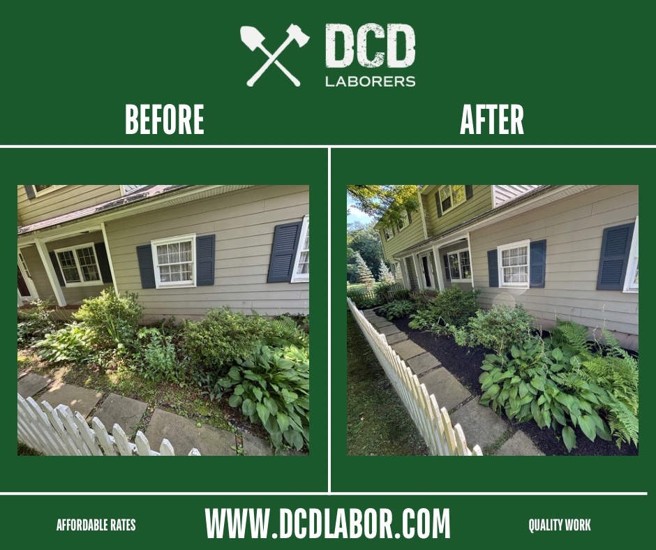 Before and after — Garden cleanup & mulch